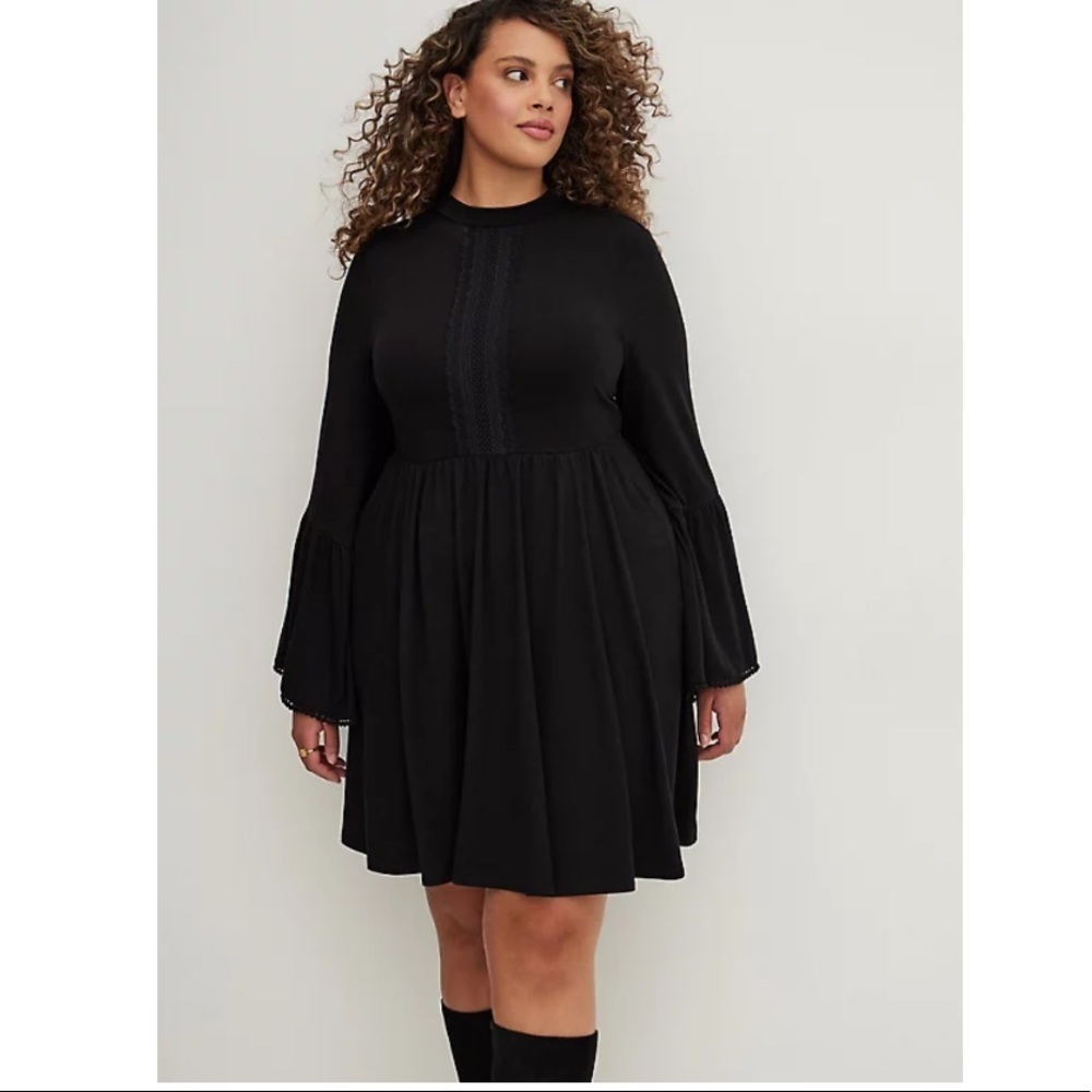 TORRID MOCK NECK MINI SKATER DRESS - JERSEY BLACK Size 2 - Picture 9 of 15